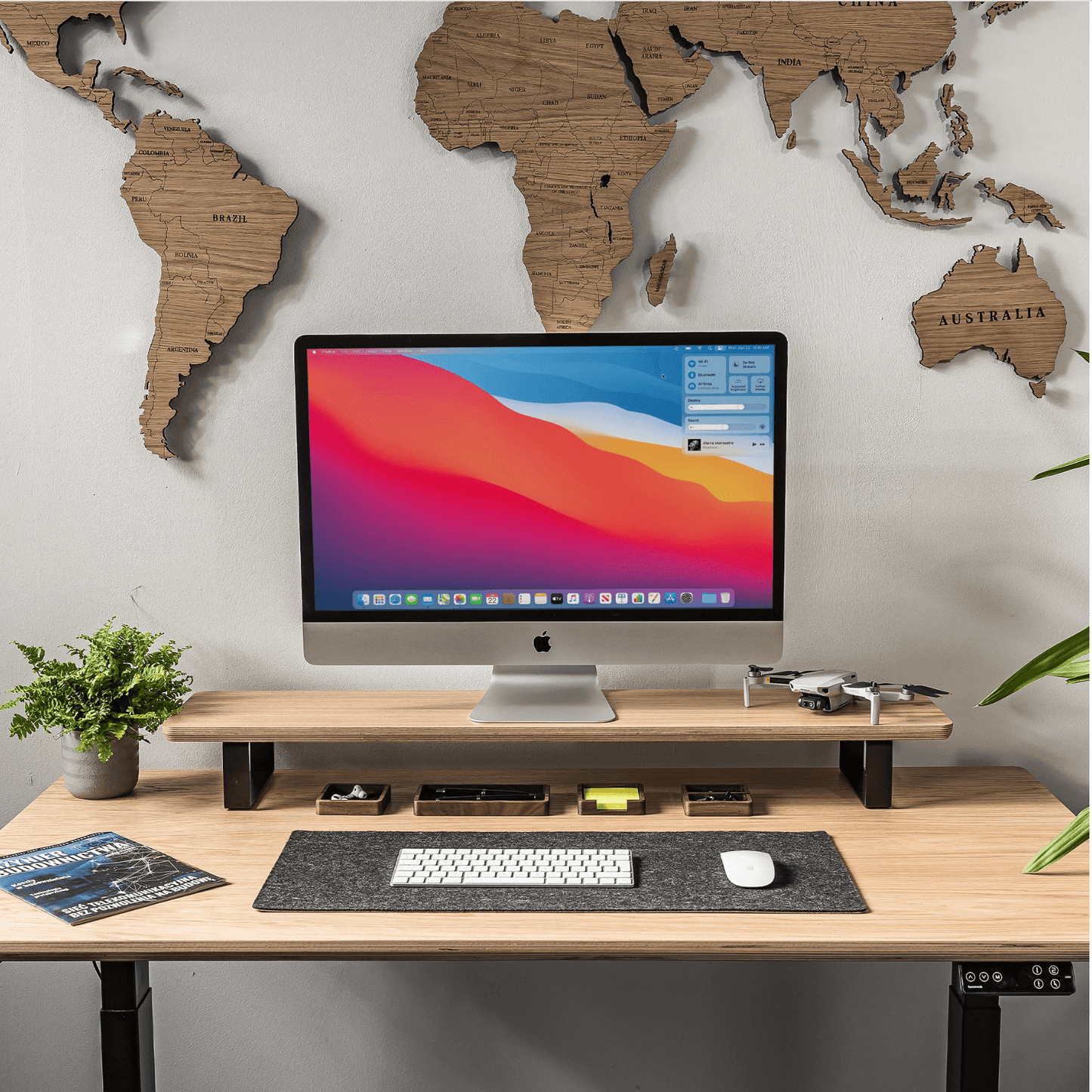 Modern office setup with a Desktop on a Monitor Stand