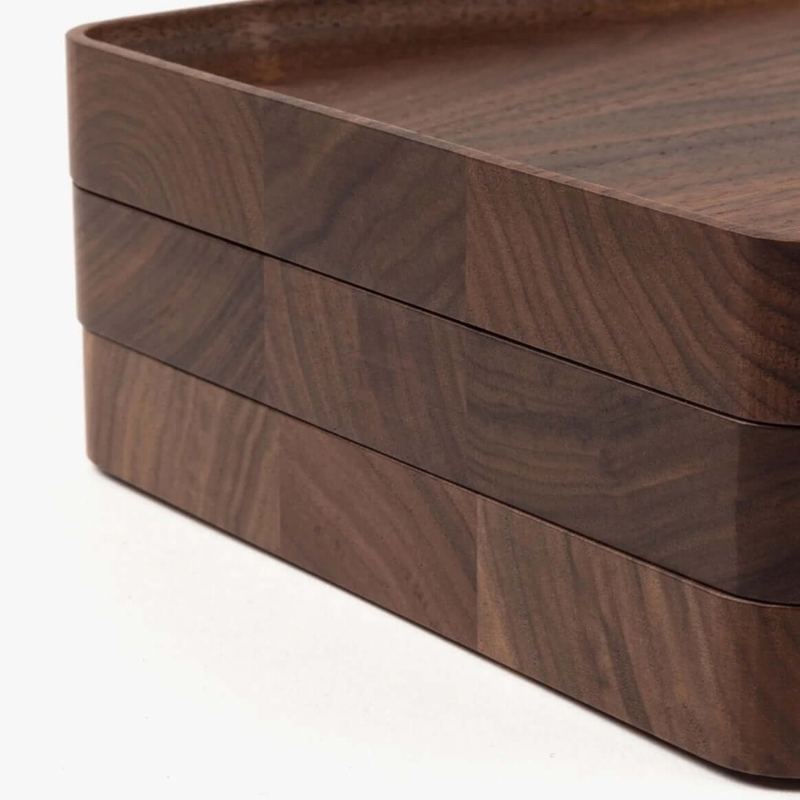 Wooden organizer tray with a smooth finish on a white background, desk essentials, organizer tray for desk,