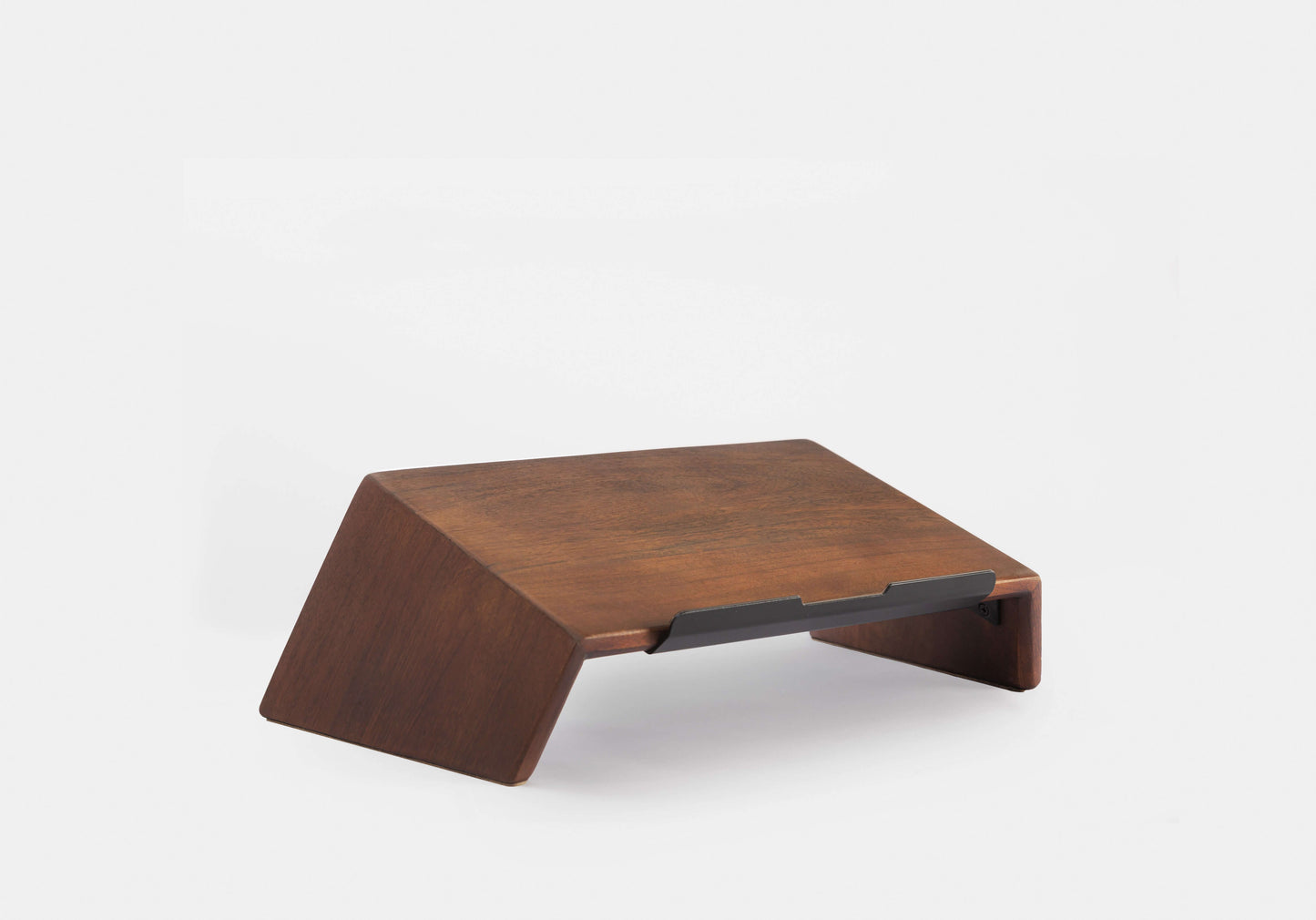 Heritage Brown | wooden laptop stand – side view showing warm brown legs