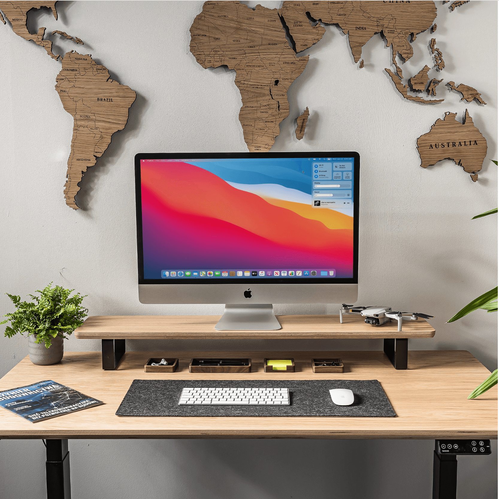 Modern office setup with a Desktop on a Monitor Stand
