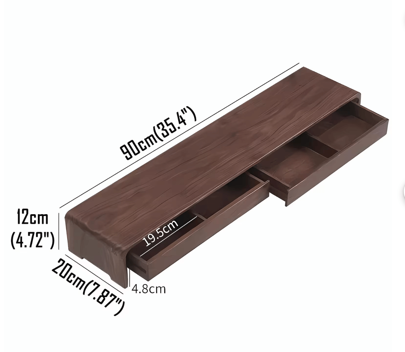 Classic pro monitor stand with dimensions labeled on a white background, desktop riser, monitor stand for desk,