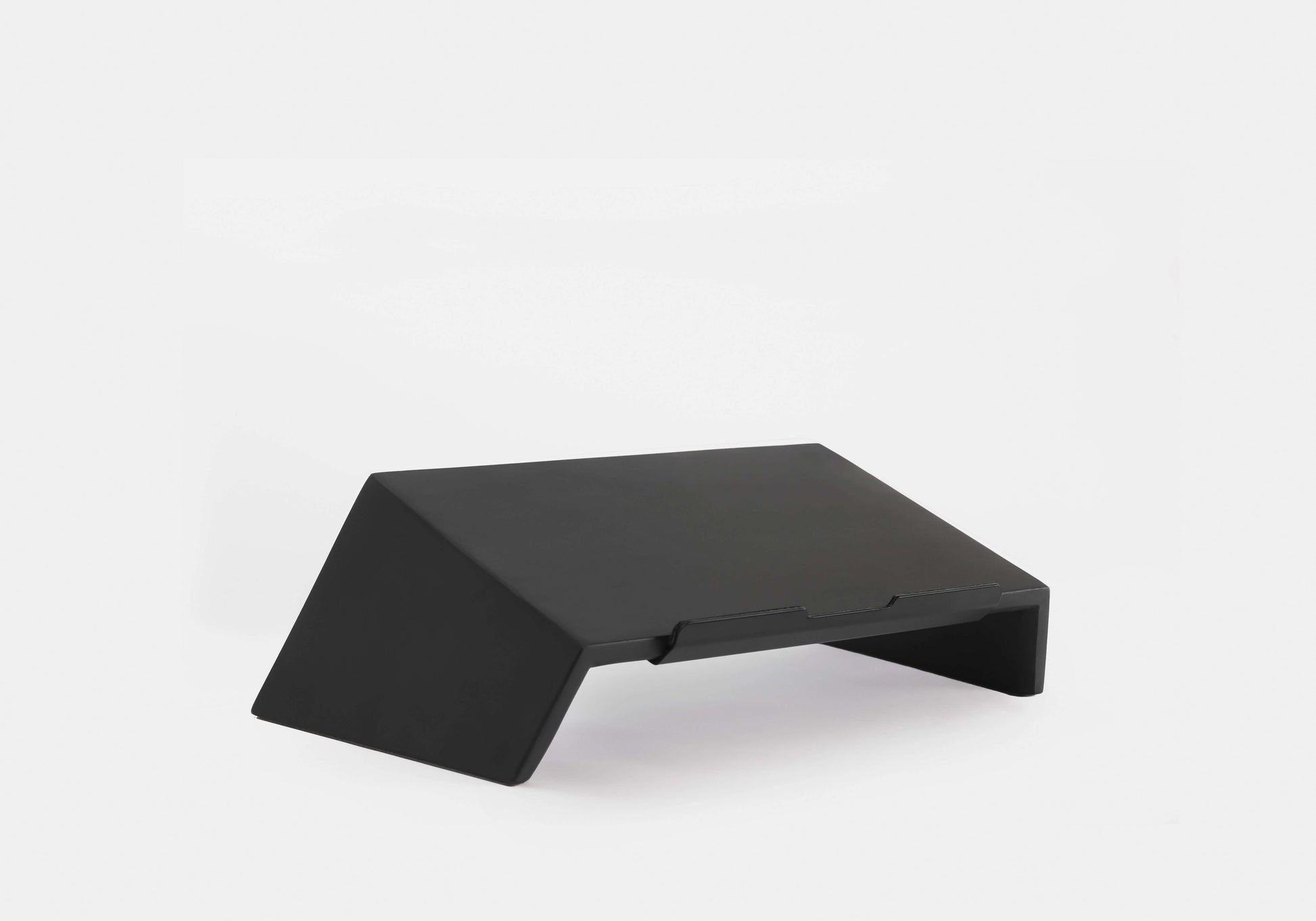 Black | wooden laptop stand – side view highlighting sleek silhouette
